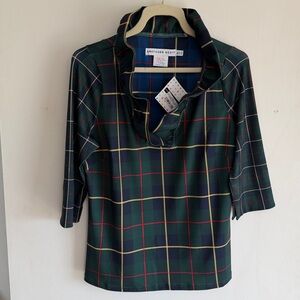 Gretchen Scott Blue and Green Plaid Tunic